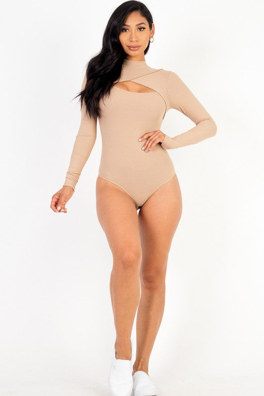 Front Cutout Long Sleeve Bodysuit